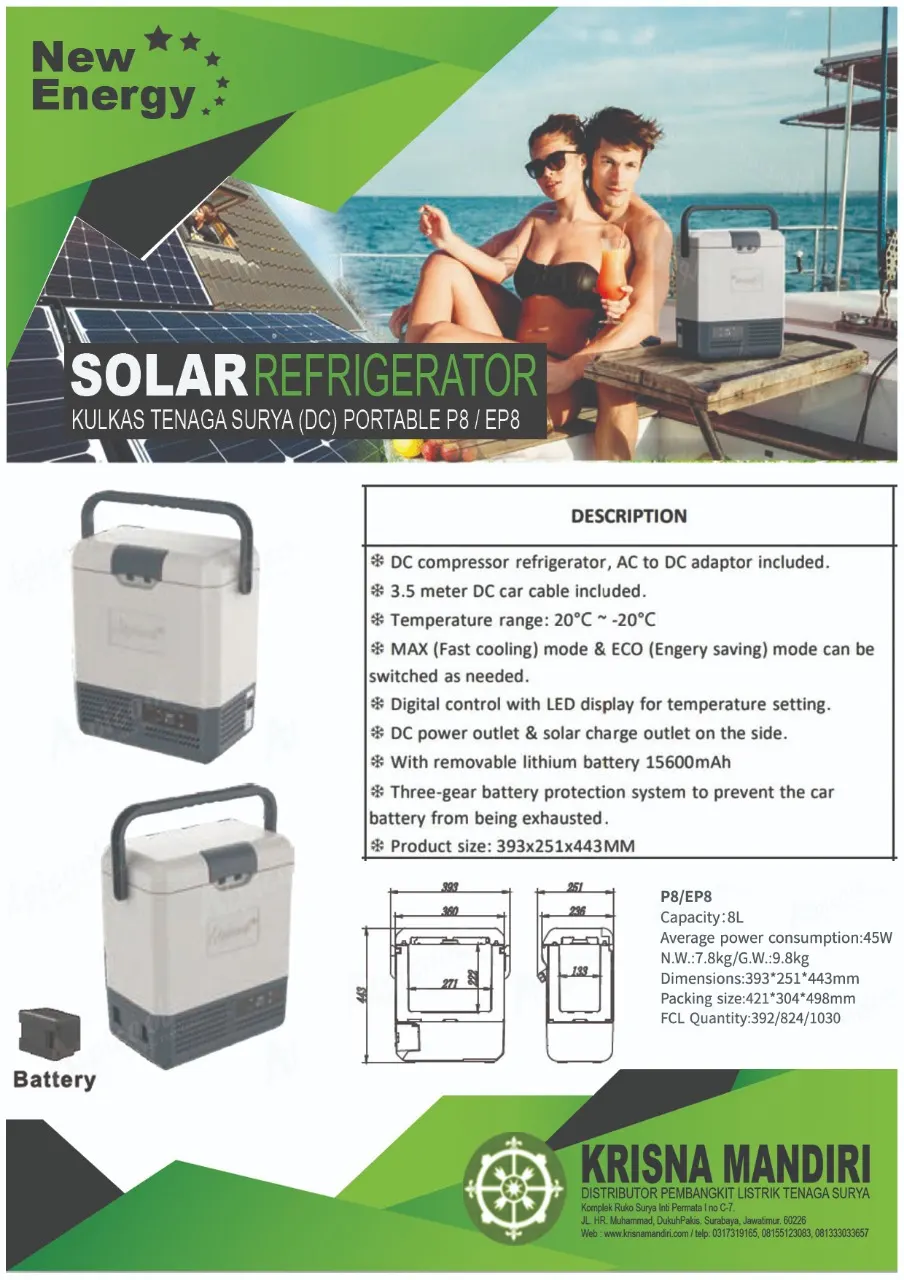 Kulkas Tenaga Surya Portable P8