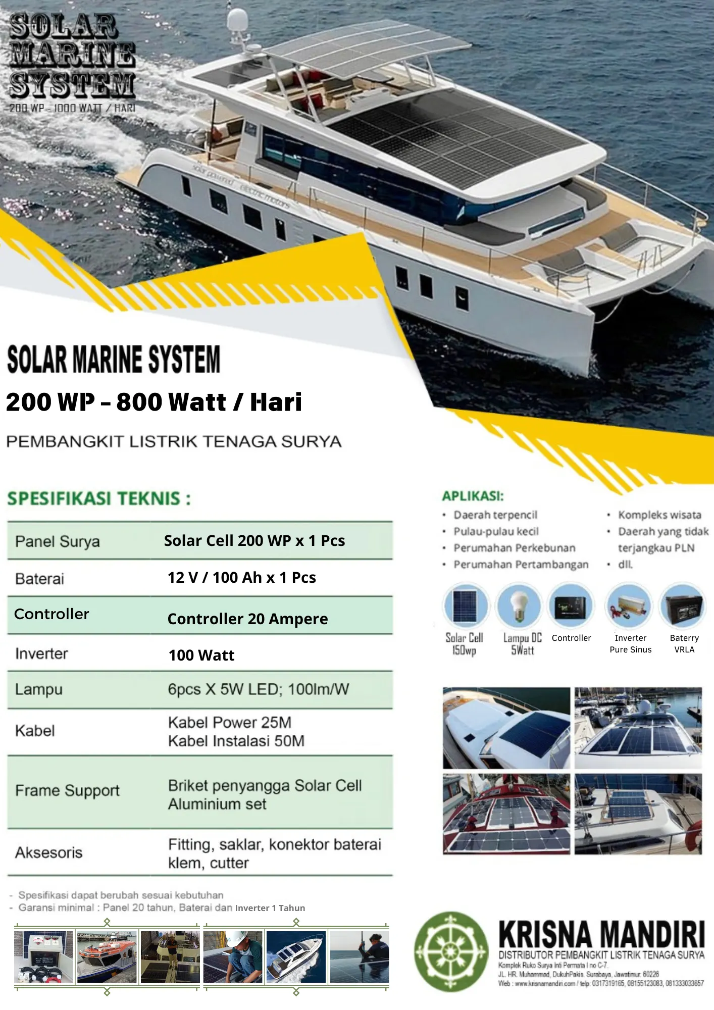 Listrik Tenaga Surya 200 WP untuk Kapal Laut