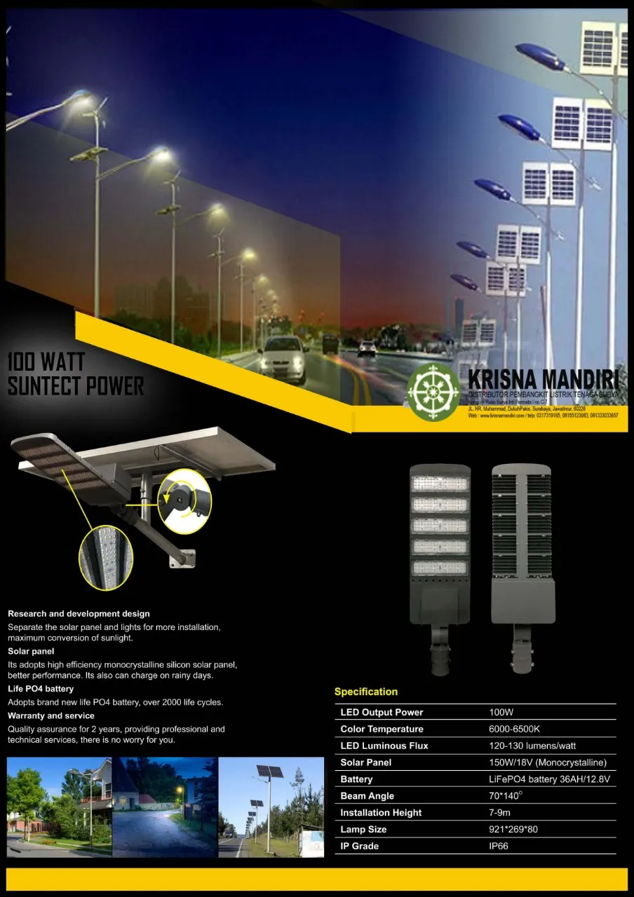 PJU Tenaga Surya 2 In 1 SUNTECH 100 Watt Lithium Battery