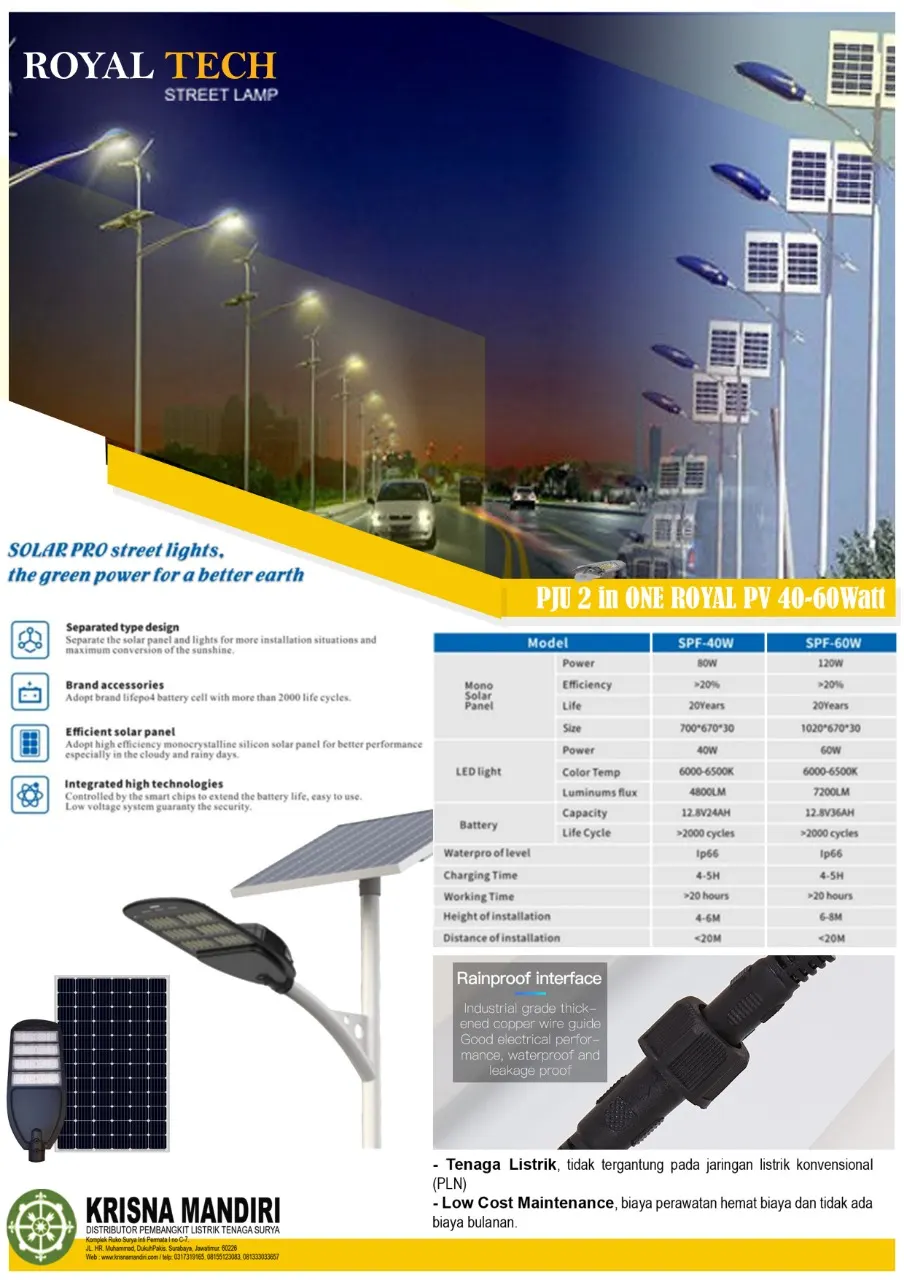 PJU Tenaga surya 2 in 1 I-TECH 40 Watt