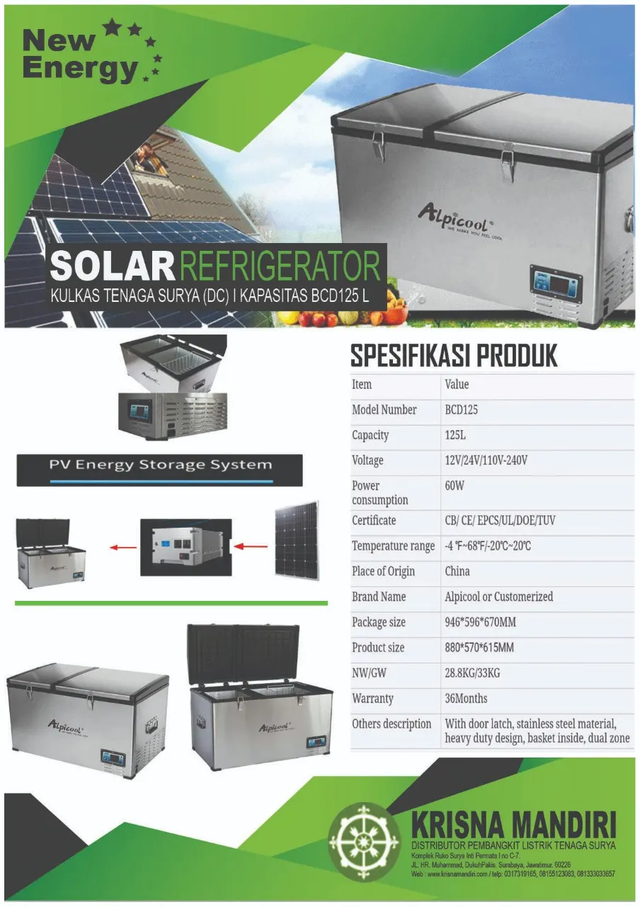 Kulkas Tenaga Surya BCD 125 L