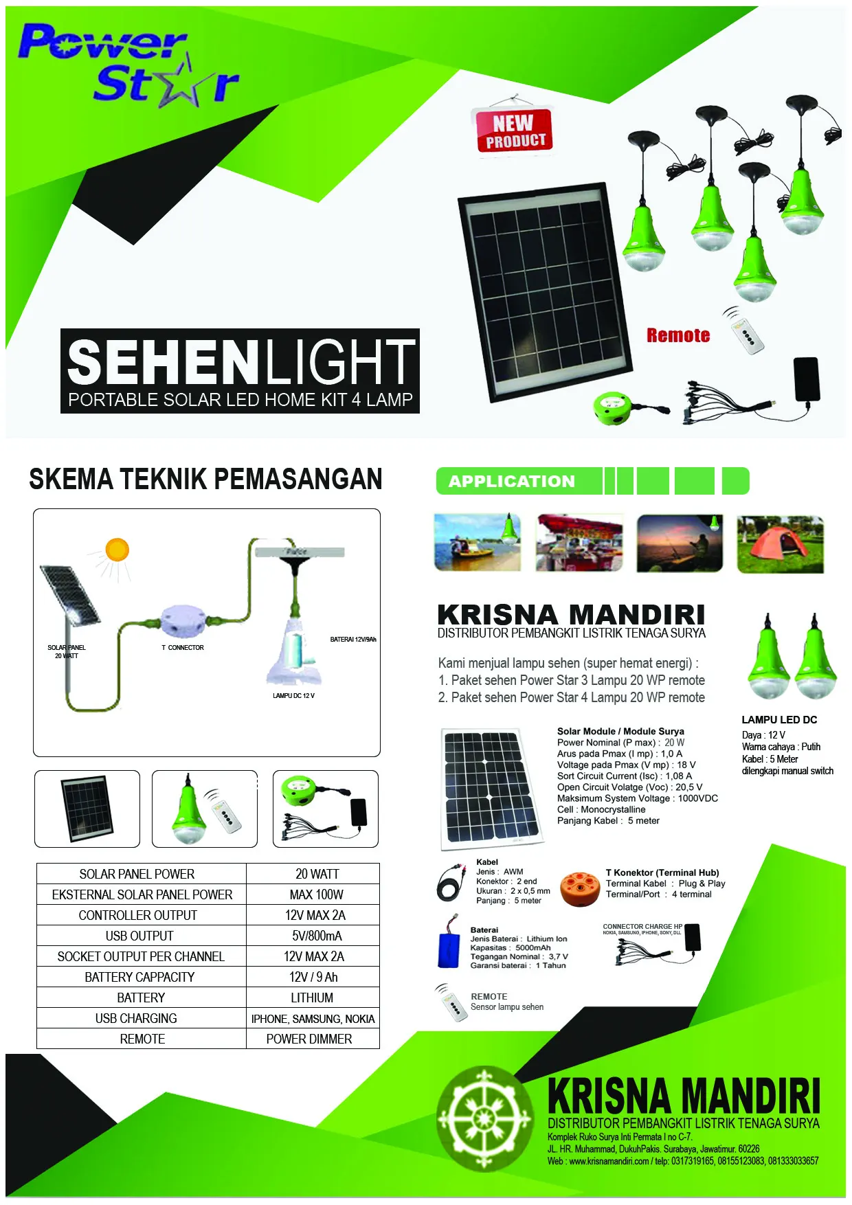 Lampu SEHEN 30 WP - 4 Bolam Lampu