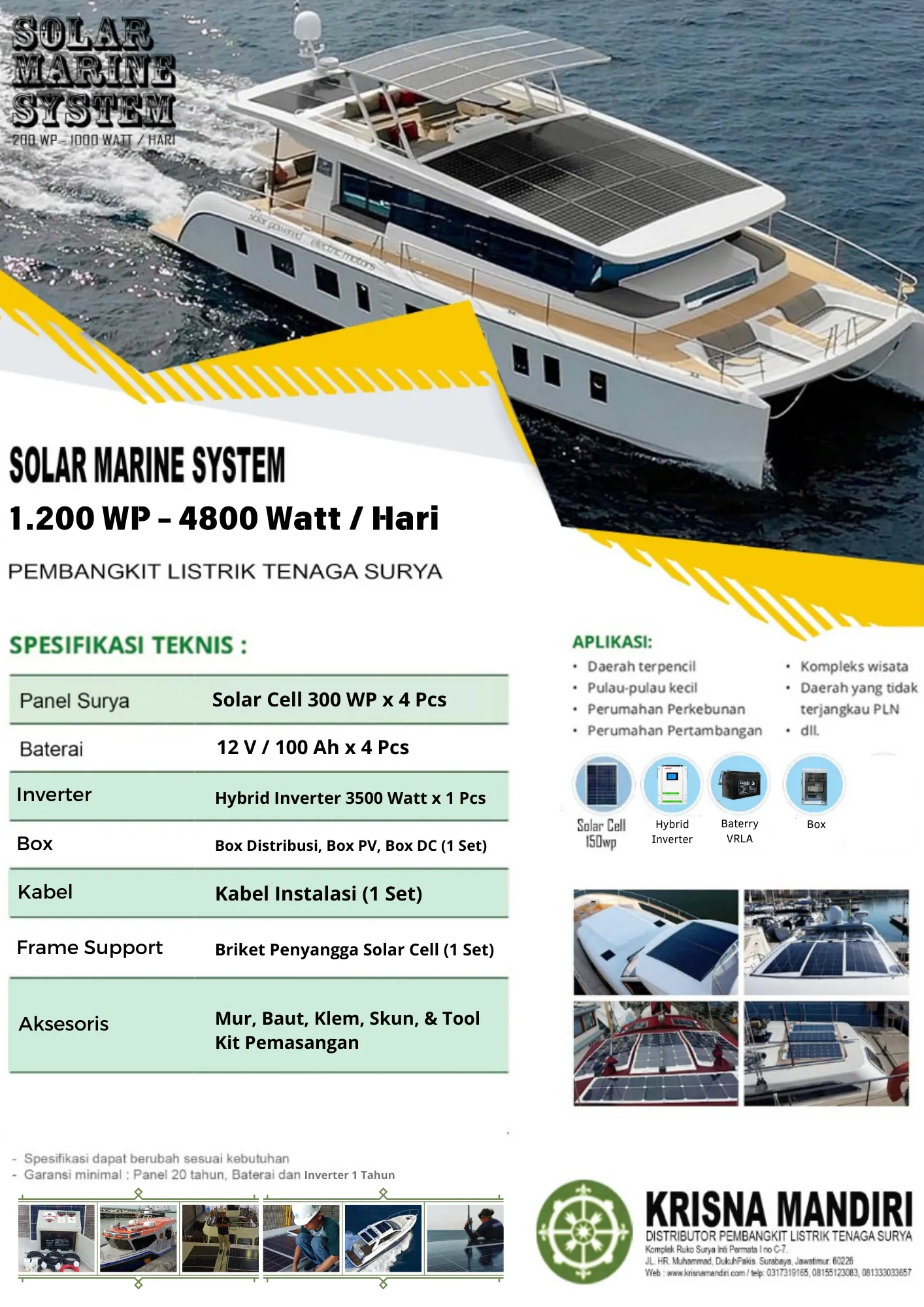 Listrik Tenaga Surya 1200 WP untuk Kapal Laut