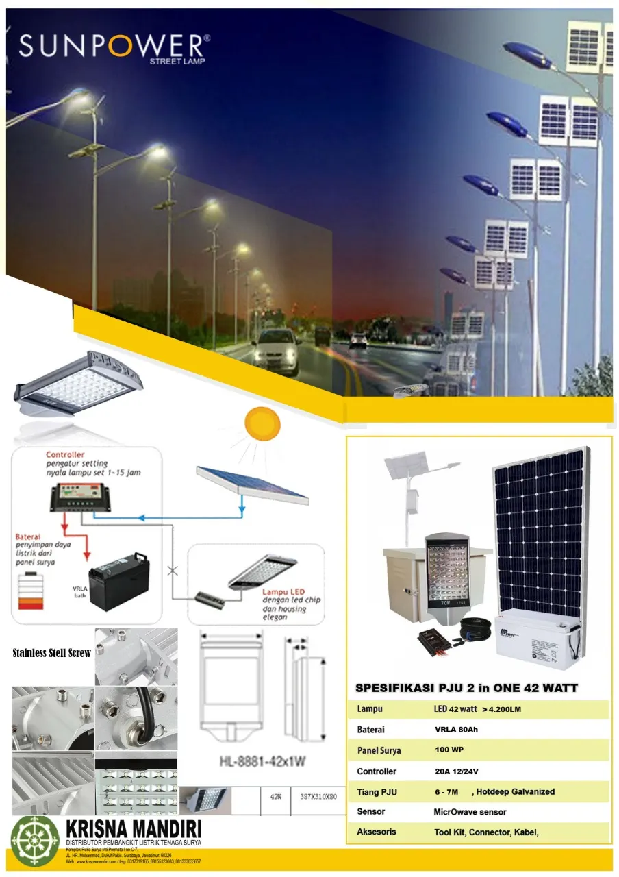PJU Tenaga Surya Konvesional SUNPOWER 42 Watt