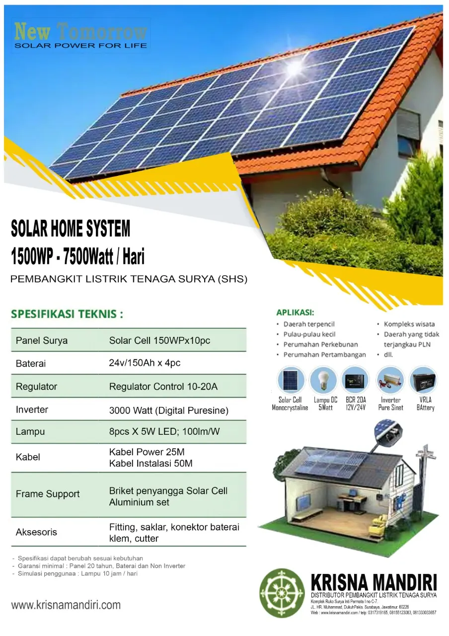 PLTS Off Grid Sistem 1500 WP