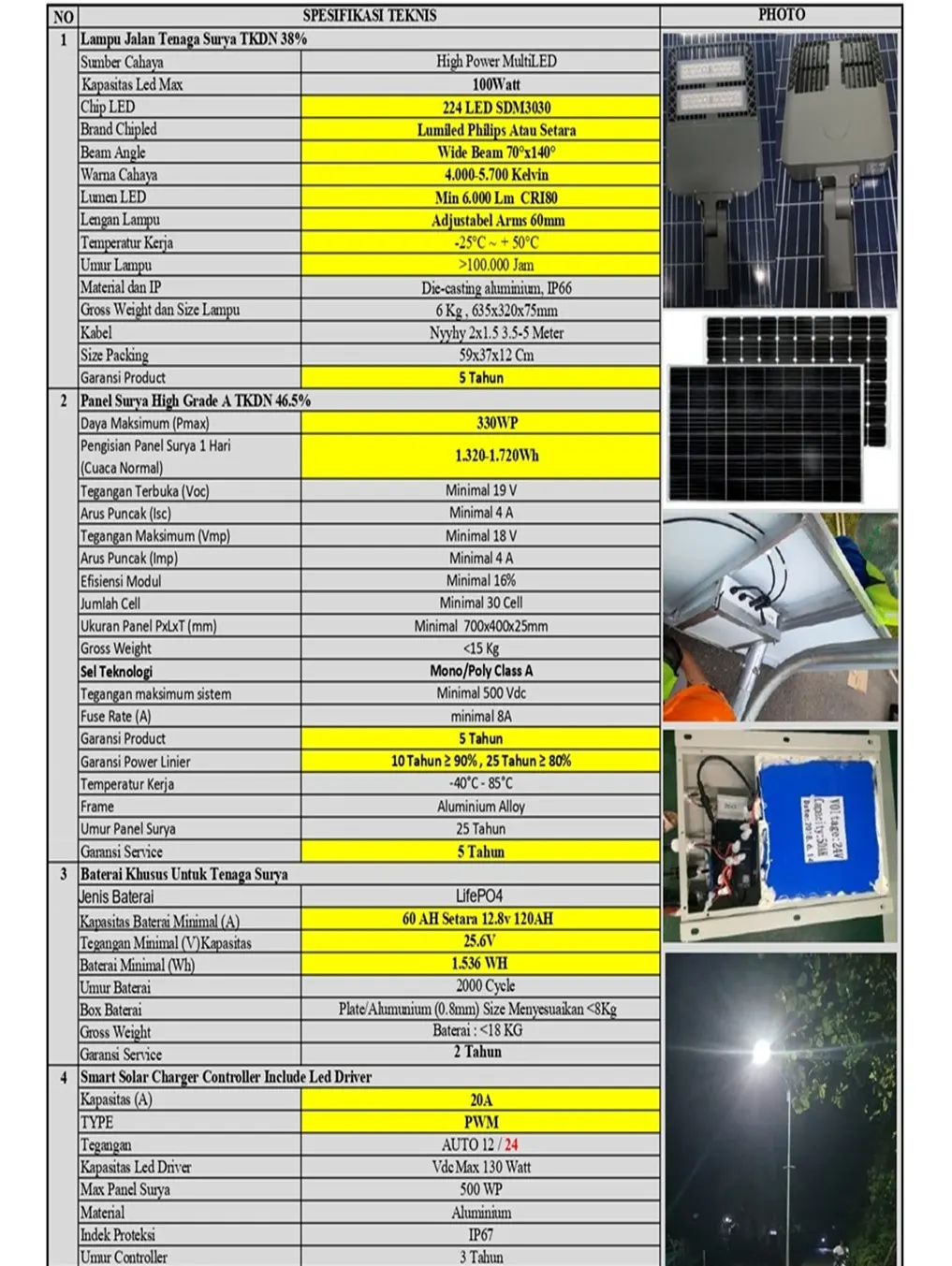 PJU Tenaga Surya 3 In One System 100 Watt (TKDN)