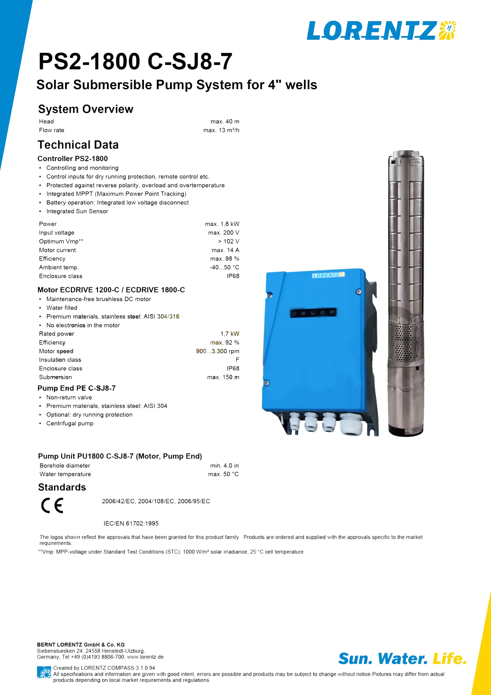 Pompa Air LORENTZ PS 1800 C-SJ8-7